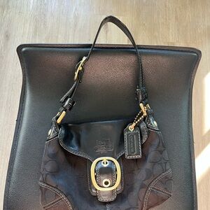 Coach Black and Gold Buckle Bag